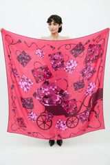 Hermès Purple & Pink Kelly en Caleche Scarf