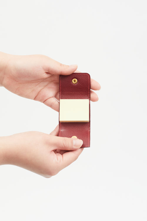 Hermès Red Leather Tri-Fold Note Pad Case