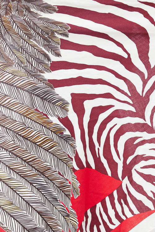 Hermès Red Multi Pegasus Triangle Cashmere Scarf