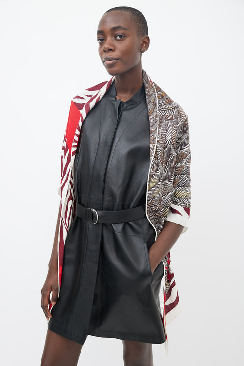 Hermès Red Multi Pegasus Triangle Cashmere Scarf