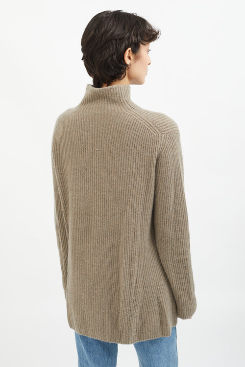 Hermès Brown Cashmere Mock Neck Knit Sweater