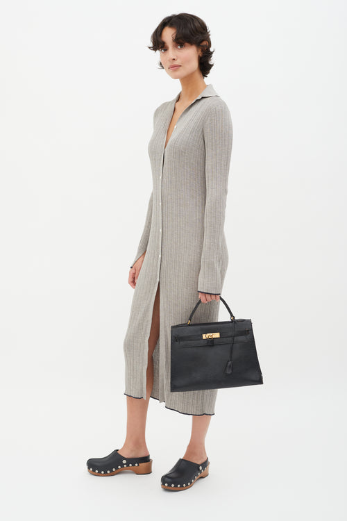 Hermès Vintage 1990 Noir Leather Kelly 32  Bag