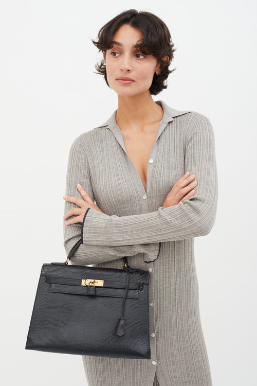 Hermès Vintage 1990 Noir Leather Kelly 32  Bag