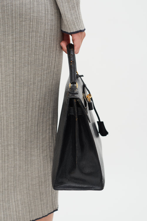 Hermès Vintage 1990 Noir Leather Kelly 32  Bag