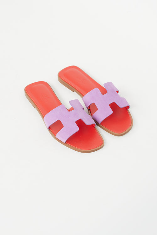 Hermès Violet Parme Suede Oran Flat Sandal