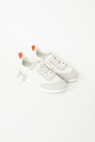 Hermès White, Grey & Orange Femme Bouncing Sneaker