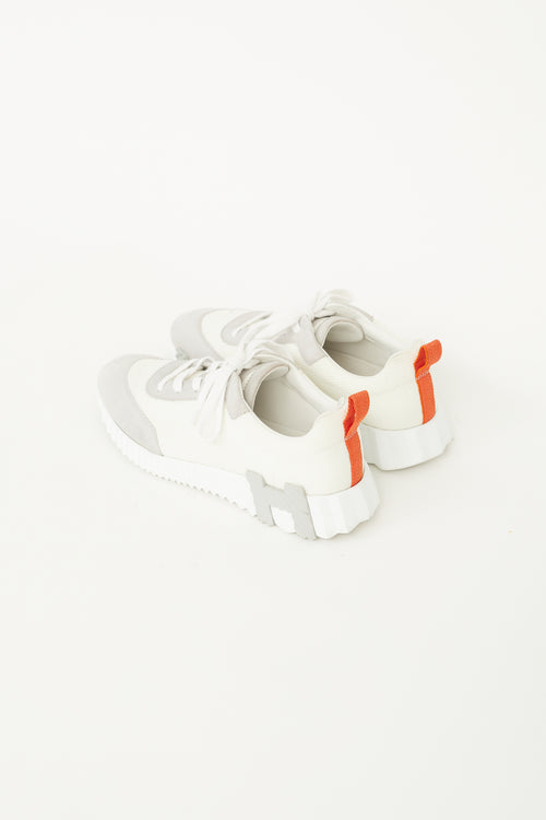 Hermès White, Grey & Orange Femme Bouncing Sneaker