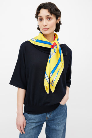 Hermès Yellow & Blue En Roue Libre Scarf