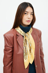 Hermès Yellow, Green & Beige Silk Grand Vent Scarf