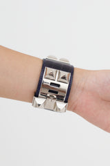 Hermès Blue Collier De Chien Embossed Bracelet