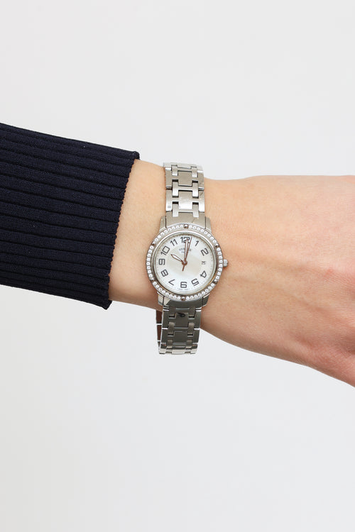 Hermès Clipper Nacre Bezel Diamond Watch