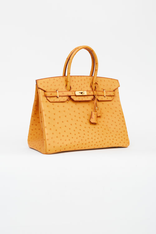 Saffron Leather Birkin 35 Bag
