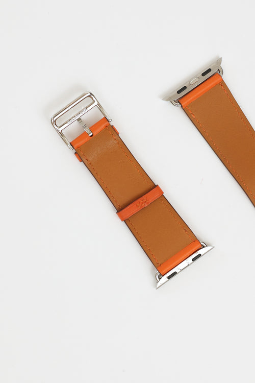 Hermès Apple Watch Orange Leather Strap