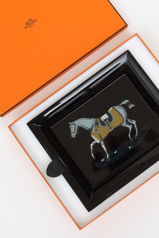 Hermès FW 2014 Aubergine & Bleu Vide Poche Equestrian Horse Tray