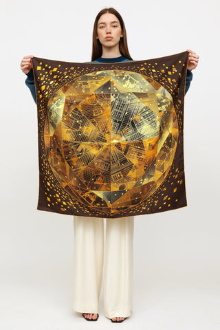 Brown 'Faubourg By Night' Silk Scarf