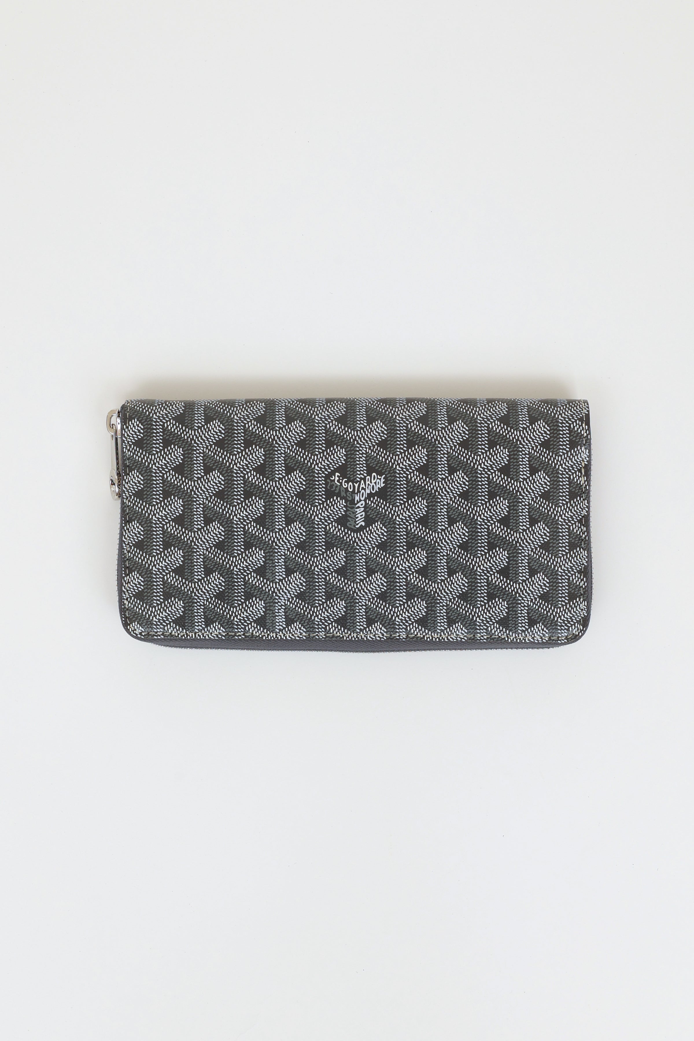 Goyard Matignon Zip Wallet Coated Canvas with Leather PM Gray 2269964