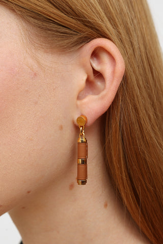 Hermès Gold and Brown Charniere Swift Small Earring