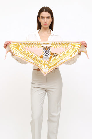Hermes Pink Royal Silk Triangle Scarf