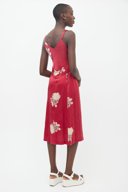 Horses Atelier Red Floral Print Sleeveless Dress