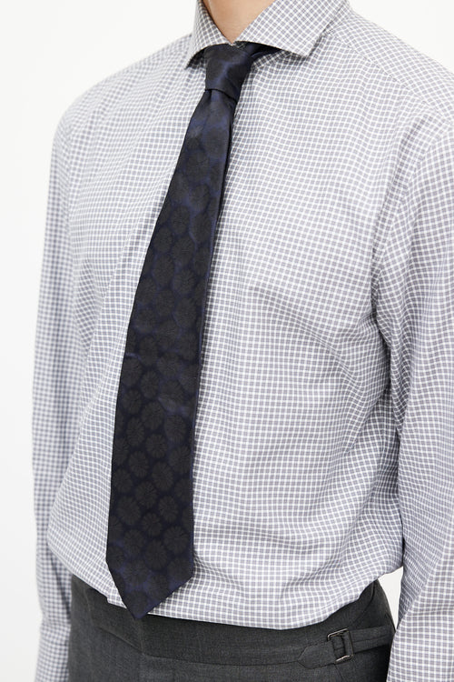 Hugo Boss Navy & Black Floral Silk Tie