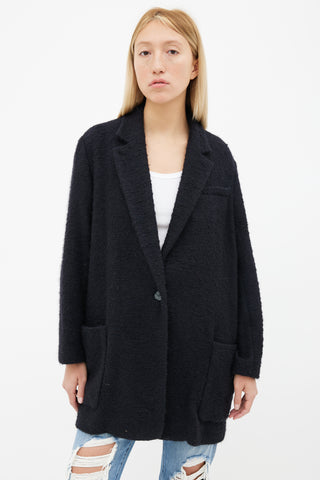 Isabel Marant Black Textured Wool Long Coat