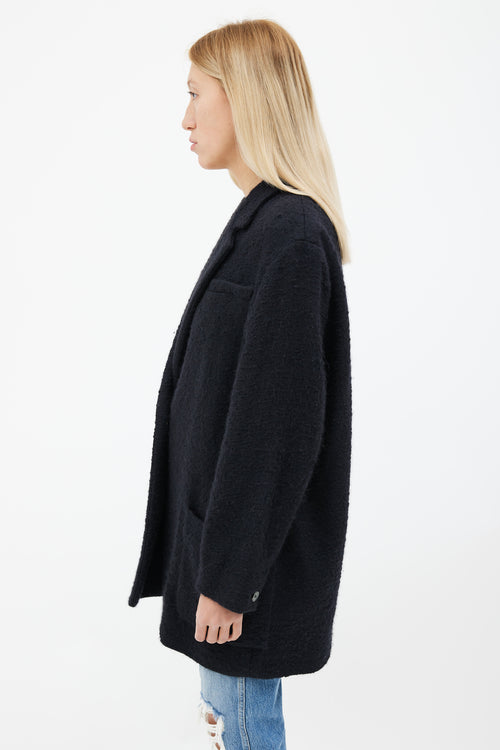 Isabel Marant Black Textured Wool Long Coat