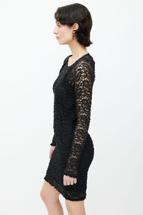 Isabel Marant Étoile Black Lace Sheer Long Sleeve Dress