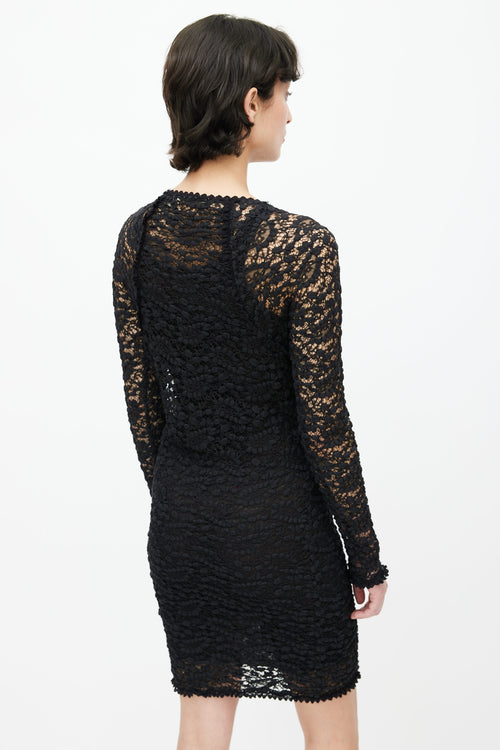 Isabel Marant Étoile Black Lace Sheer Long Sleeve Dress