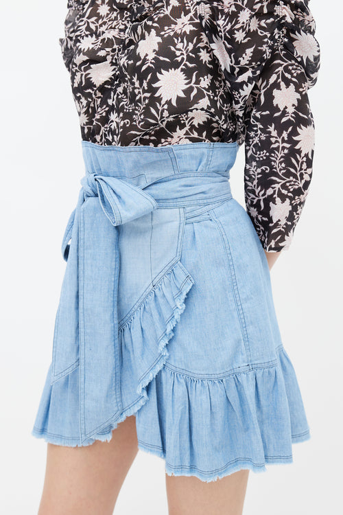 Isabel Marant Étoile Blue Wrap Asymmetric Ruffle Mini Skirt