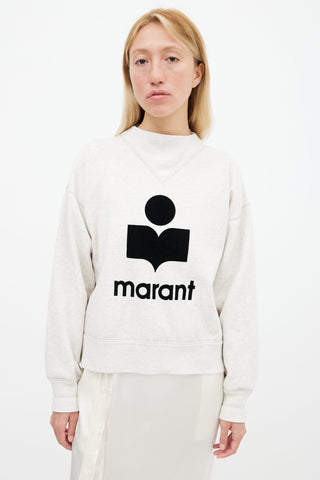 Isabel Marant Étoile Grey & Black Logo Moby Sweater