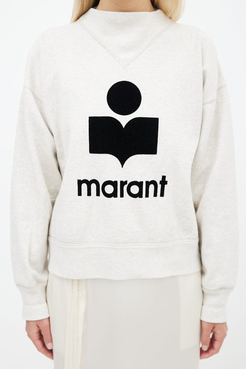 Isabel Marant Étoile Grey & Black Logo Moby Sweater