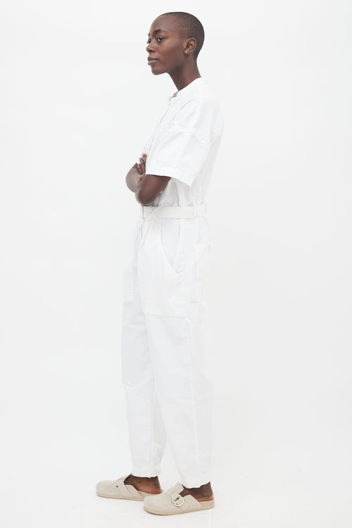 Isabel Marant White Cotton Belted Jumpsuit