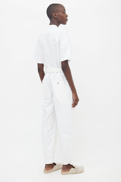 Isabel Marant White Cotton Belted Jumpsuit
