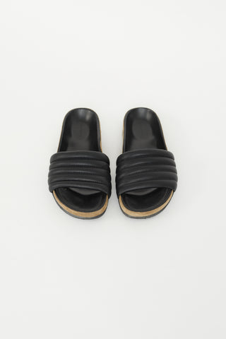 Isabel Marant Black Leather Hellea Padded Slide