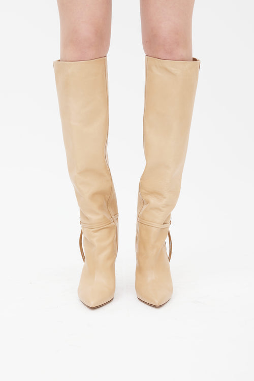 Isabel Marant FW 2020 Brown Leather Lazu Knee High Boot