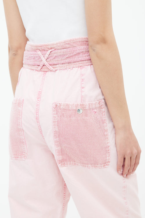 Isabel Marant Pink Mesh High Rise Tapered Leg Trouser