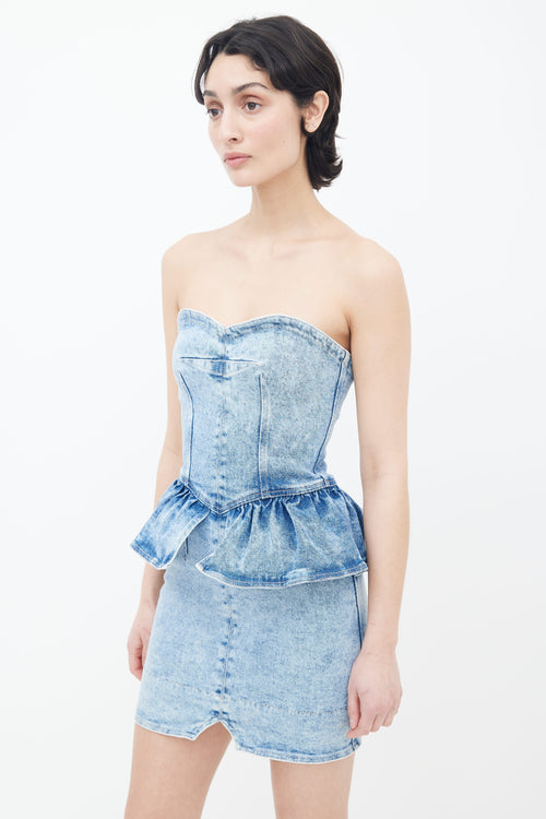 Isabel Marant Spring 2021 Blue Denim Dolizi Strapless Dress