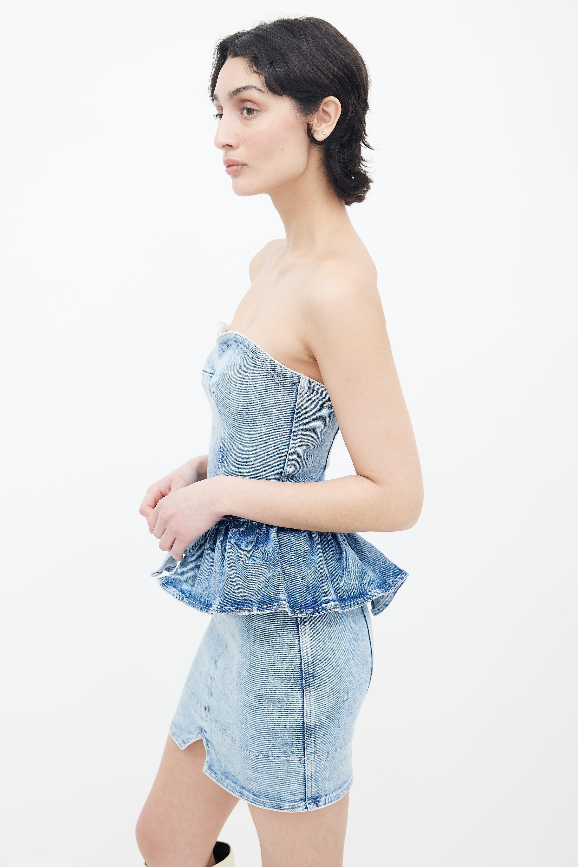 Isabel Marant // Spring 2021 Blue Denim Dolizi Strapless Dress