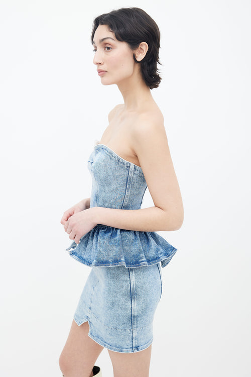 Isabel Marant Spring 2021 Blue Denim Dolizi Strapless Dress
