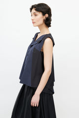 Issey Miyake Navy & Black Pleated Geometric Top