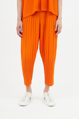 Issey Miyake Orange Pleated Tapered Trouser