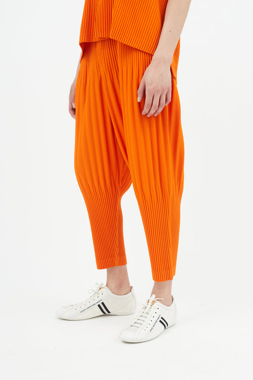 Issey Miyake Orange Pleated Tapered Trouser