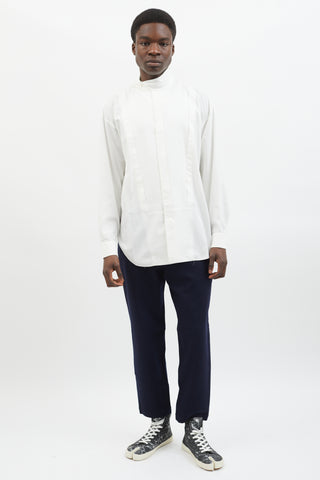 Issey Miyake White Asymmetrical Long Sleeve Shirt