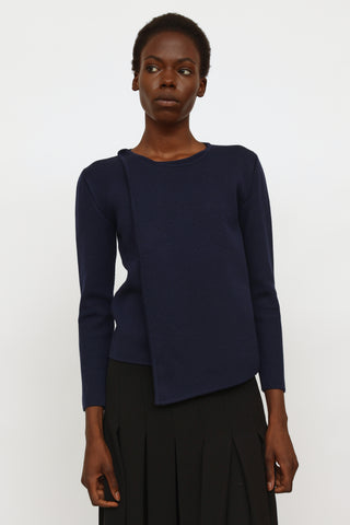 JW Anderson Navy Knit Layered Crewneck Top