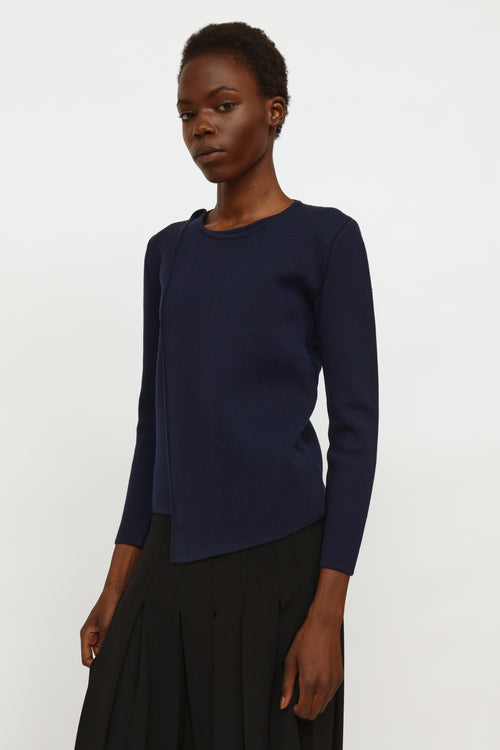 JW Anderson Navy Knit Layered Crewneck Top