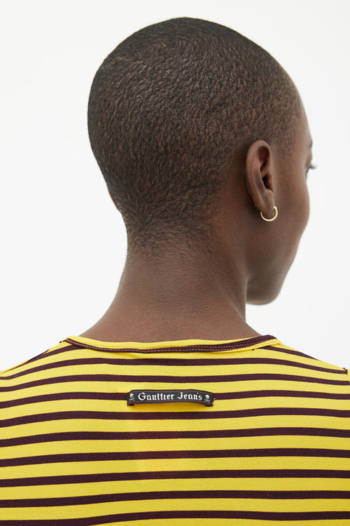 Jean Paul Gaultier 1990s Multi Stripe & Print Short Sleeve T-Shirt
