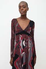 Jean Paul Gaultier 2000s Black & Red Print Mesh Dress