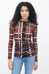 Jean Paul Gaultier // Black & Burgundy Check Print Mesh Top – VSP