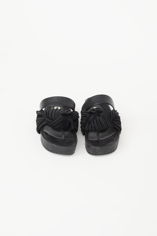 Jil Sander Black Leather Knotted Strap Sandal