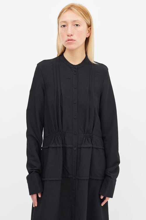 Jil Sander Black Long Sleeve Button Dress